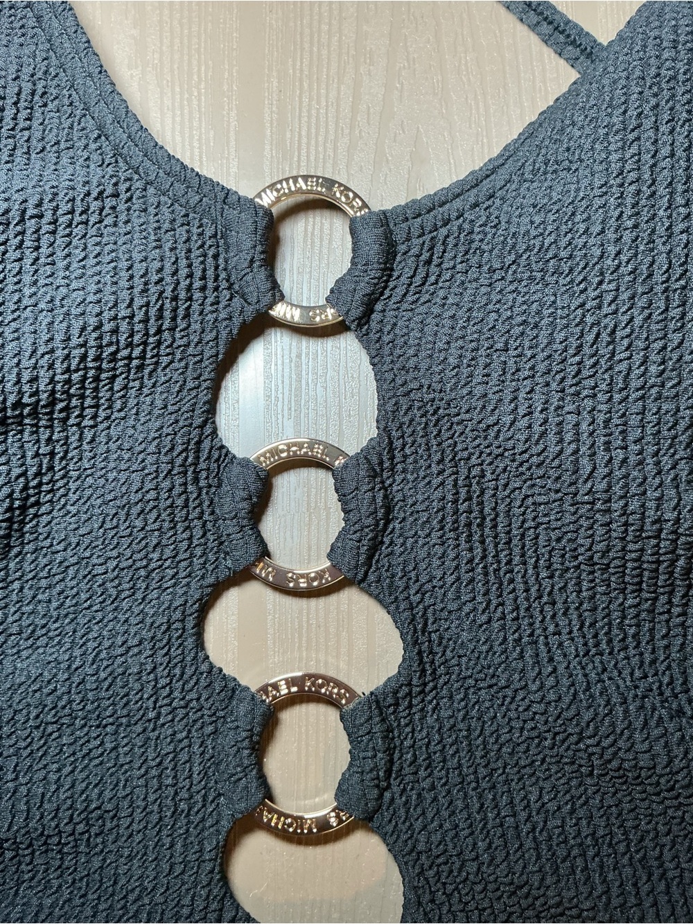 Michael Kors Black One-Piece Swimsuit with Silver Shell Accent - Picture 7 of 10